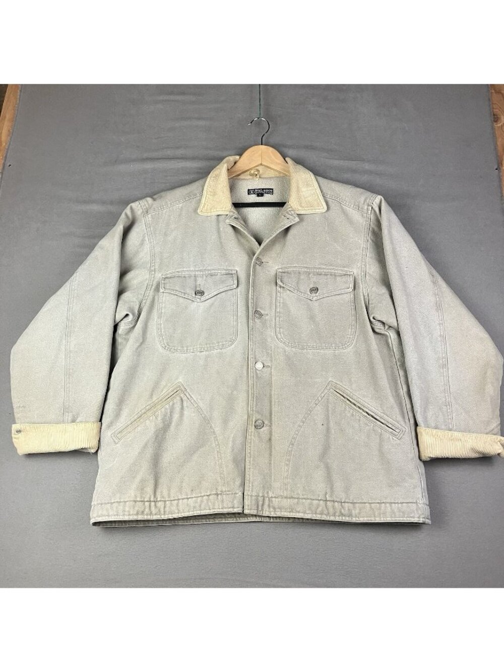 Vintage BaLance Men’s Size Large Canvas Barn Chore Coat Jacket Corduroy Collar